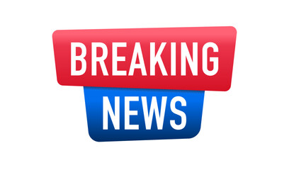 Breaking news headline icon. TV program title on white background.  World Global TV news banner design. Vector illustration