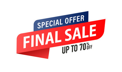Special offer final sale banner, discount up to 70%. Design for business promotion. Final Sale Discount template for marketing promotion. Vector illustration