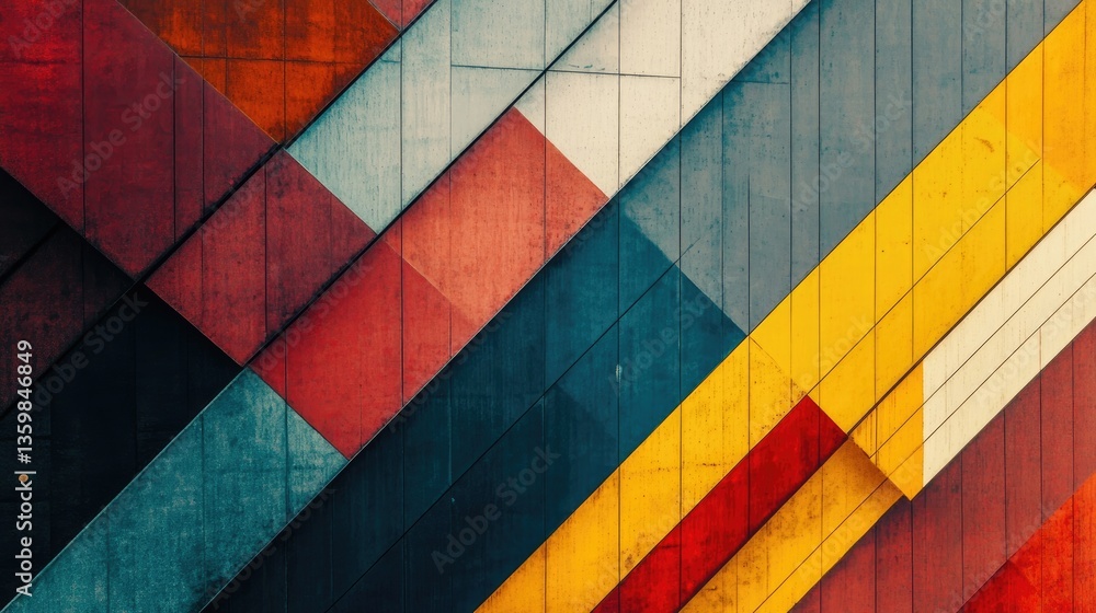 Aufkleber vibrant geometric patterns with bold colors and textures in abstract design for artistic backgrounds