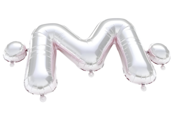 Isolated 3d Silver Balloon Letter M for Celebrations and Decoration