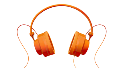 Radiant Beats: Bright orange headphones in a visually striking minimalist representation, inviting listeners to immerse themselves in sound.