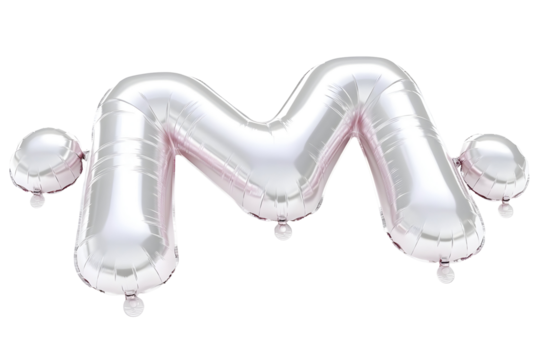 Isolated 3d Silver Balloon Letter M for Celebrations and Decoration