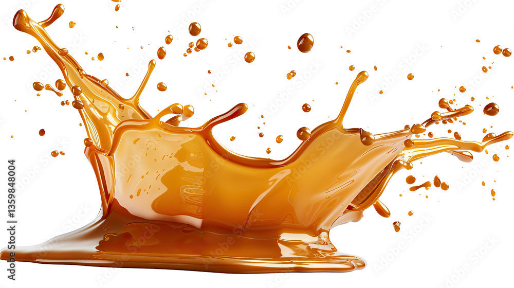 Aufkleber caramel splash: capturing the mesmerizing dynamics of caramel splash against a clean backdrop, showc