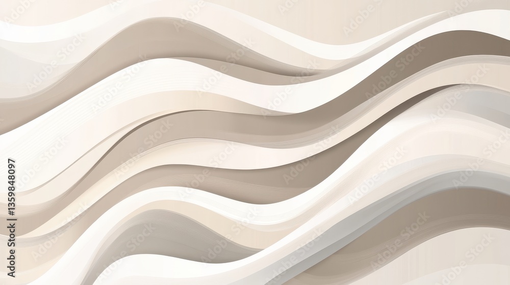 Poster dynamic wavy background design in neutral tones for modern digital applications