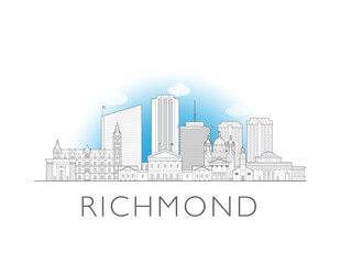 Naklejka premium Richmond, Virginia cityscape illustration skyline drawing