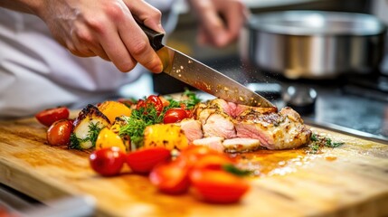 Chef Carving Roasted Meat