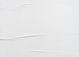 White paper texture, wet crumpled glued poster paper background