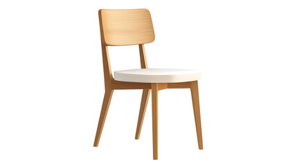 Modern Chair Design: An elegant wooden chair, featuring a minimalist design with clean lines and a comfortable cushioned seat, showcased in a studio setting.