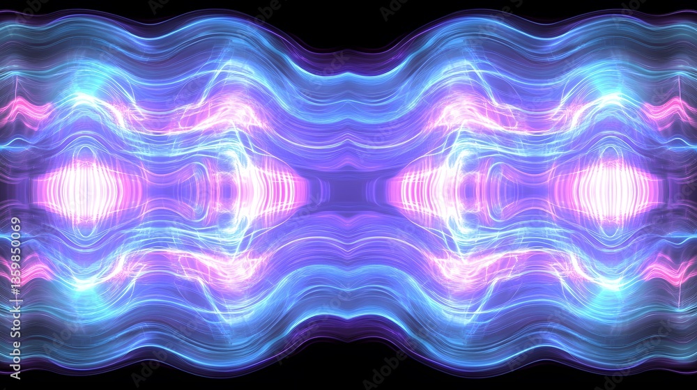 Poster abstract illustration showcasing colorful lines in a symmetrical visual composition