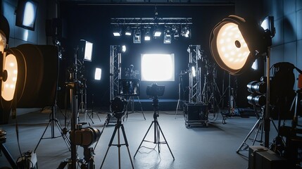 Studio photography of stage and film equipment with lighting
