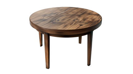 Wooden Round Table: A beautifully crafted wooden table with a circular tabletop, featuring a rich, natural wood grain and classic legs.
