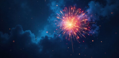 Fiery blue firework detonation in the atmosphere, explosive energy, dynamic motion, explosion