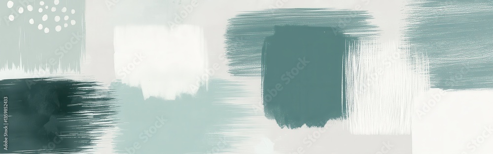Poster Abstract pencil strokes create a gradient of muted teal tones in a harmonious composition