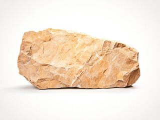 large granite rock with rough, textured surface, showcasing natural patterns and colors, isolated on white background