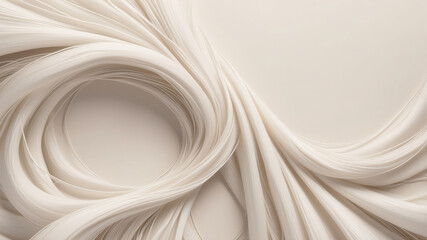Obraz premium Artistic depiction of flowing fabric creating elegant curves in a neutral tone environment in a creative workspace