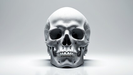 Obraz premium A depiction of a human skull set against a white background.