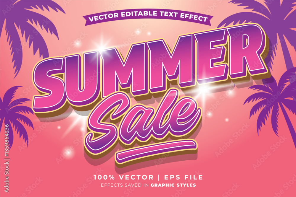 Fototapete summer sale editable text effect template. editable text style effect summer sale theme suitable to 