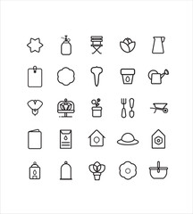 collection de symboles pour le jardinier,  fleuriste, créateur floral, herboriste, floriculteur ou floraliste, naturaliste, botaniste. Modèles vectoriels modifiables et ajustables.