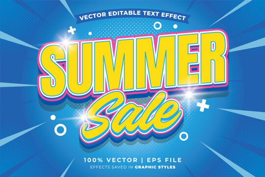 Summer sale editable text effect template. Editable text style effect summer sale theme suitable to celebrate the summer event