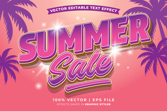 Summer sale editable text effect template. Editable text style effect summer sale theme suitable to celebrate the summer event
