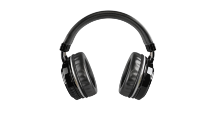 Sonic Symphony: A sleek, top-down perspective of wireless headphones against a plain background, offering a sense of modern design and quality.