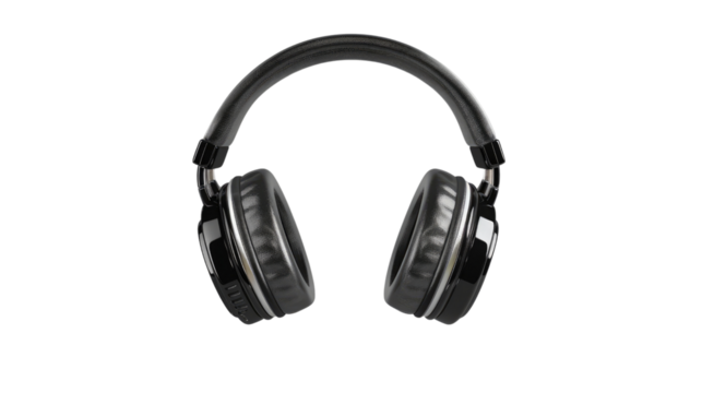 Sonic Symphony: A sleek, top-down perspective of wireless headphones against a plain background, offering a sense of modern design and quality.