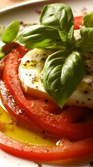 Delicious Caprese Salad with Fresh Tomatoes, Mozzarella, and Basil