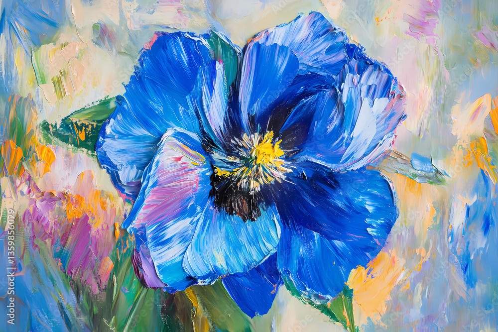 Poster azure bloom: a vibrant display of an azure flower, capturing its intricate petal structure and vivid