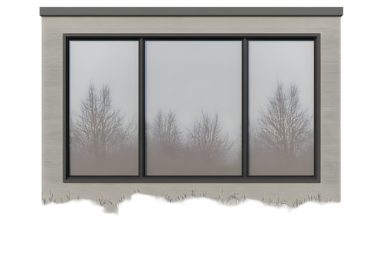 Isolated Background of Frosted Window Glass with Tree Silhouette View