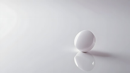 Minimalist White Egg on Smooth Surface with Soft Reflection