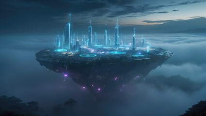 A smart city and wireless communication network are depicted on an imaginary floating island.