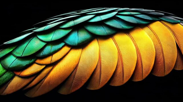 Vibrant Colors of Parrot Feather Texture Close-Up
