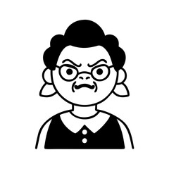 Angry old lady hand drawn