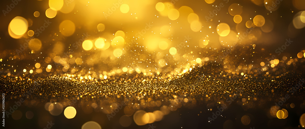 Poster golden sparkle: an image of sparkling, golden particles illuminated, creating an enchanting display.