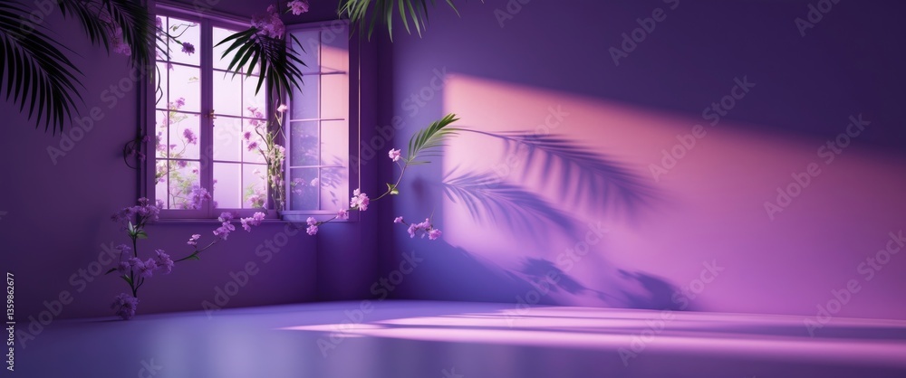 Aufkleber abstract purple color gradient studio backdrop for product display. vacant room featuring shadows of
