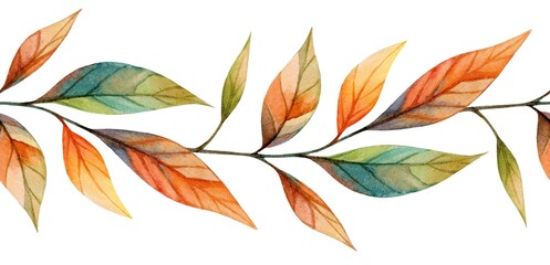 Naklejka premium Colorful watercolor leaves design for autumn season decoration and artistic projects