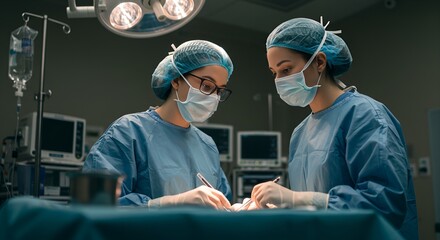 A young student observes a surgeon in the operating room, learning a medical procedure.