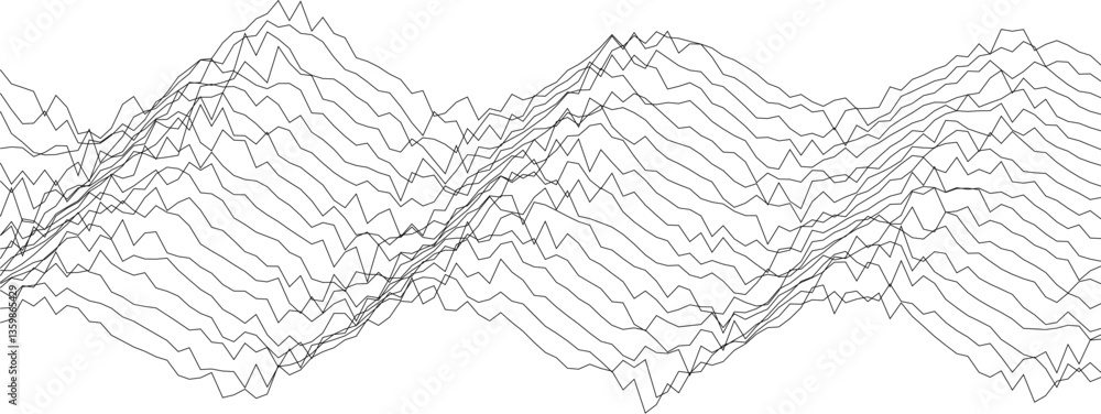Poster abstract mountainous waveform patterns for artistic design and modern decor.