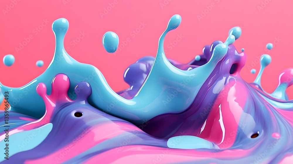 Poster a splash of vibrant liquid colors creating an abstract design
