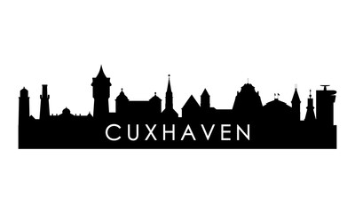 Fototapeta premium Cuxhaven skyline silhouette. Black Cuxhaven city design isolated on white background. 