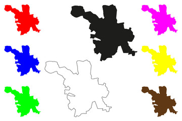 Botad city (Republic of India, State of Gujarat) map vector illustration, scribble sketch Botad map