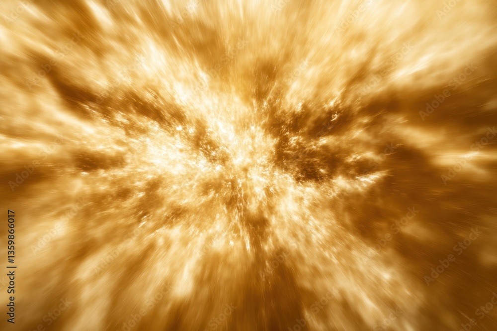 Poster abstract golden explosion, light and energy burst, radial blur, creating a dynamic and intense visua
