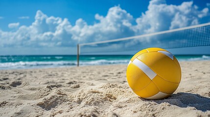 Beach Volleyball Scene: Sunny Day, Golden Ball