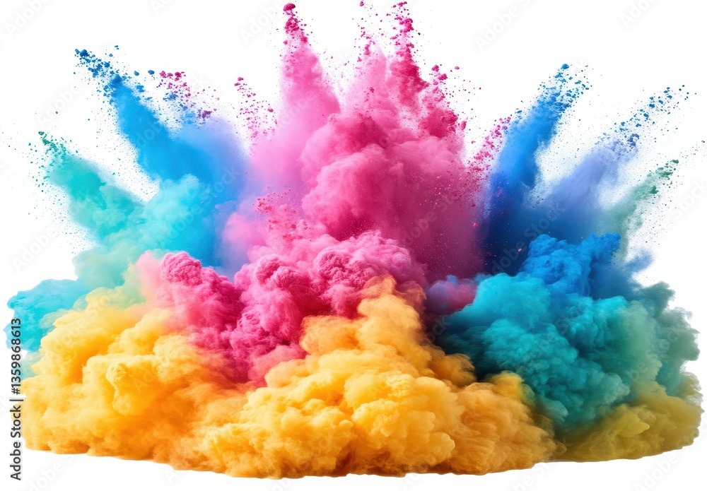 Poster vibrant explosion of colorful powder clouds creating dynamic visuals for creative projects and artis