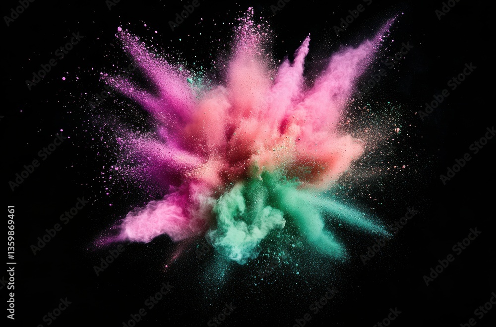 Aufkleber vibrant explosion of colorful powder creating artistic patterns against a dark background for dynami