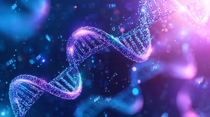 Futuristic Biotech DNA Strand with Genetic Code
