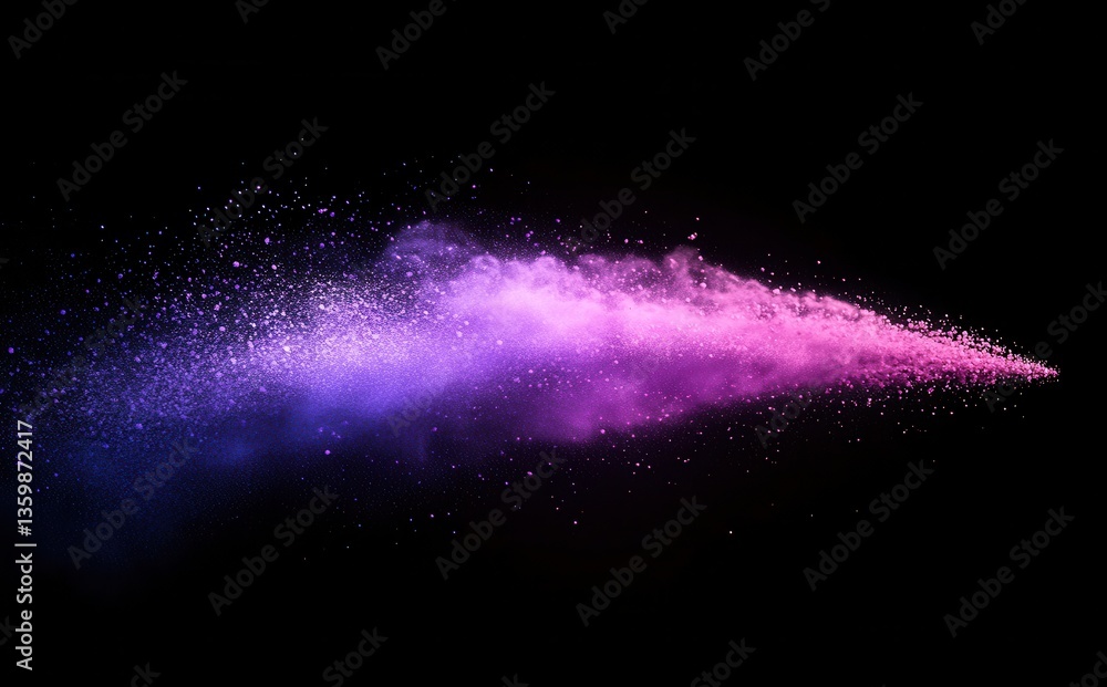 Poster vibrant explosion of pink and purple powder on black background creating dynamic motion and artistic