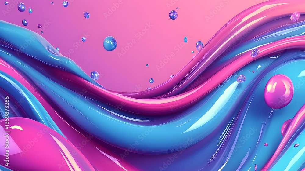 Aufkleber glossy flowing abstract wave pattern created with vibrant color
