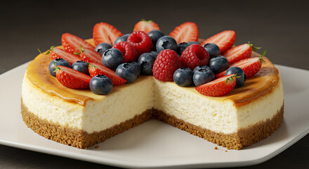 Delicious Strawberry, Raspberry, and Blueberry Cheesecake