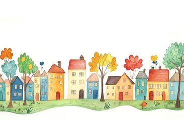 Naklejka premium Colorful Village Illustration
